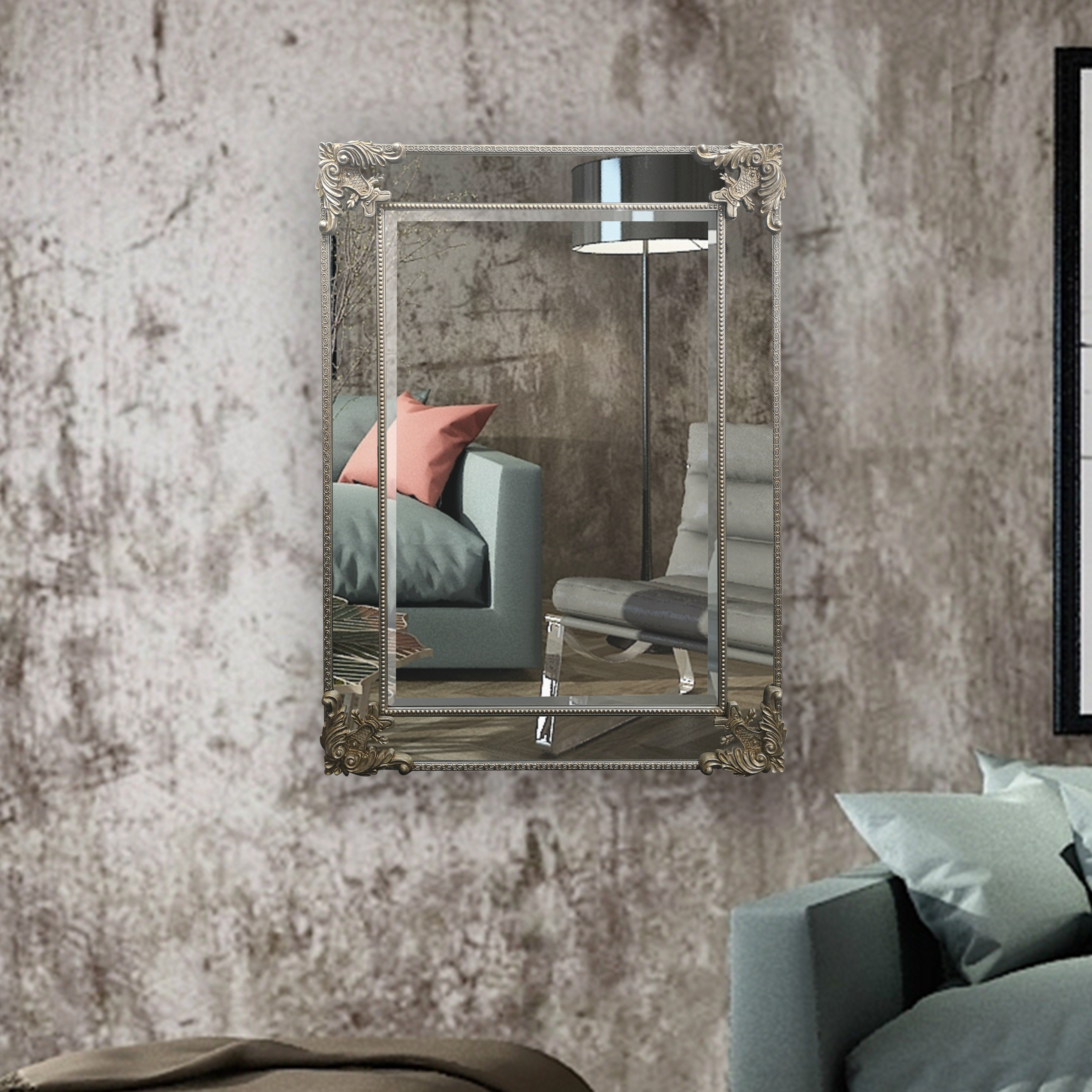 wooden wall mirror with shelf